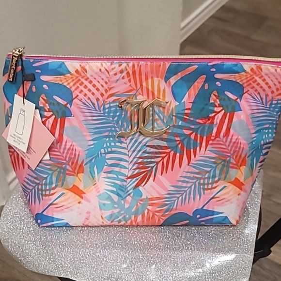 Juicy Couture Tropical Palm Monogram Cosmetic Pouch - Picture 6 of 6